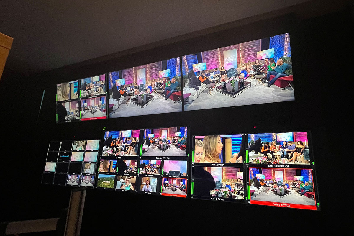 Control monitors in the control room